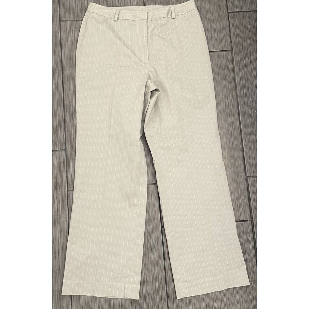 Talbots Cream Pinstripe Wide Leg Pants